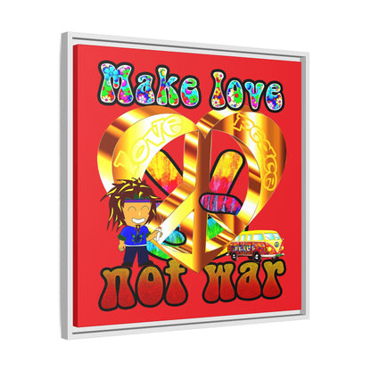 love peace - framed canvas art (red)