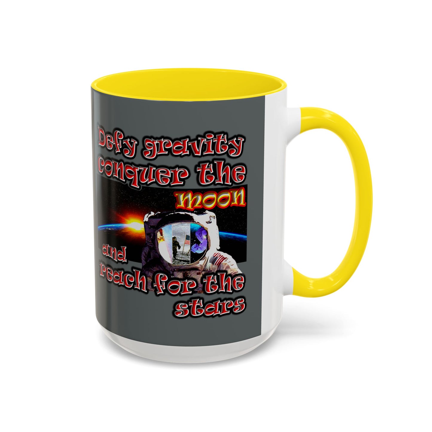 defy conquer reach - Accent Mug (dark grey)