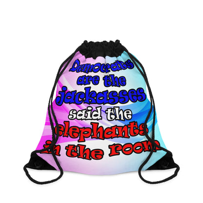 donkeys and elephants - Drawstring Bag (light blue-pink wave)
