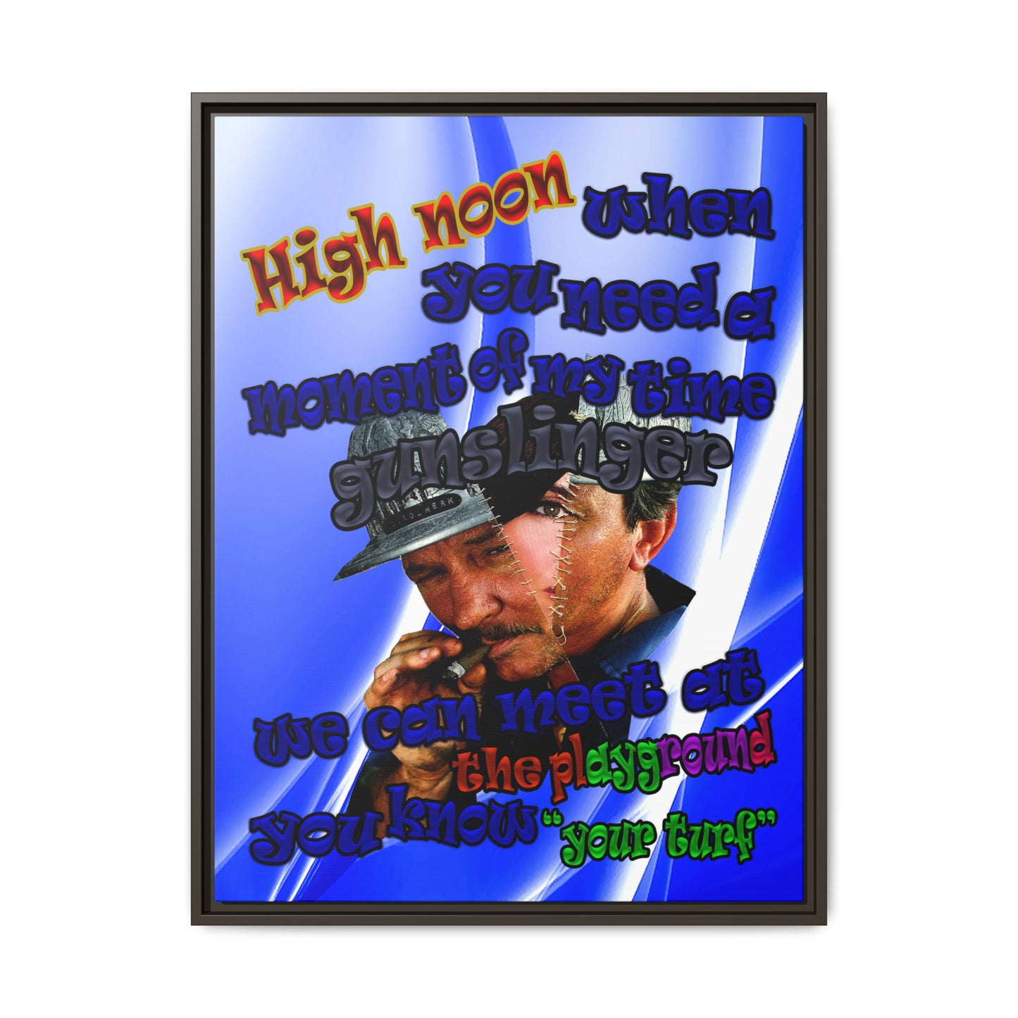 high noon - framed canvas art (blue-white wave)