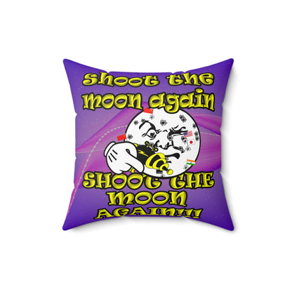 shoot the moon again - Spun Polyester Square Pillow - (purple-pink wave)