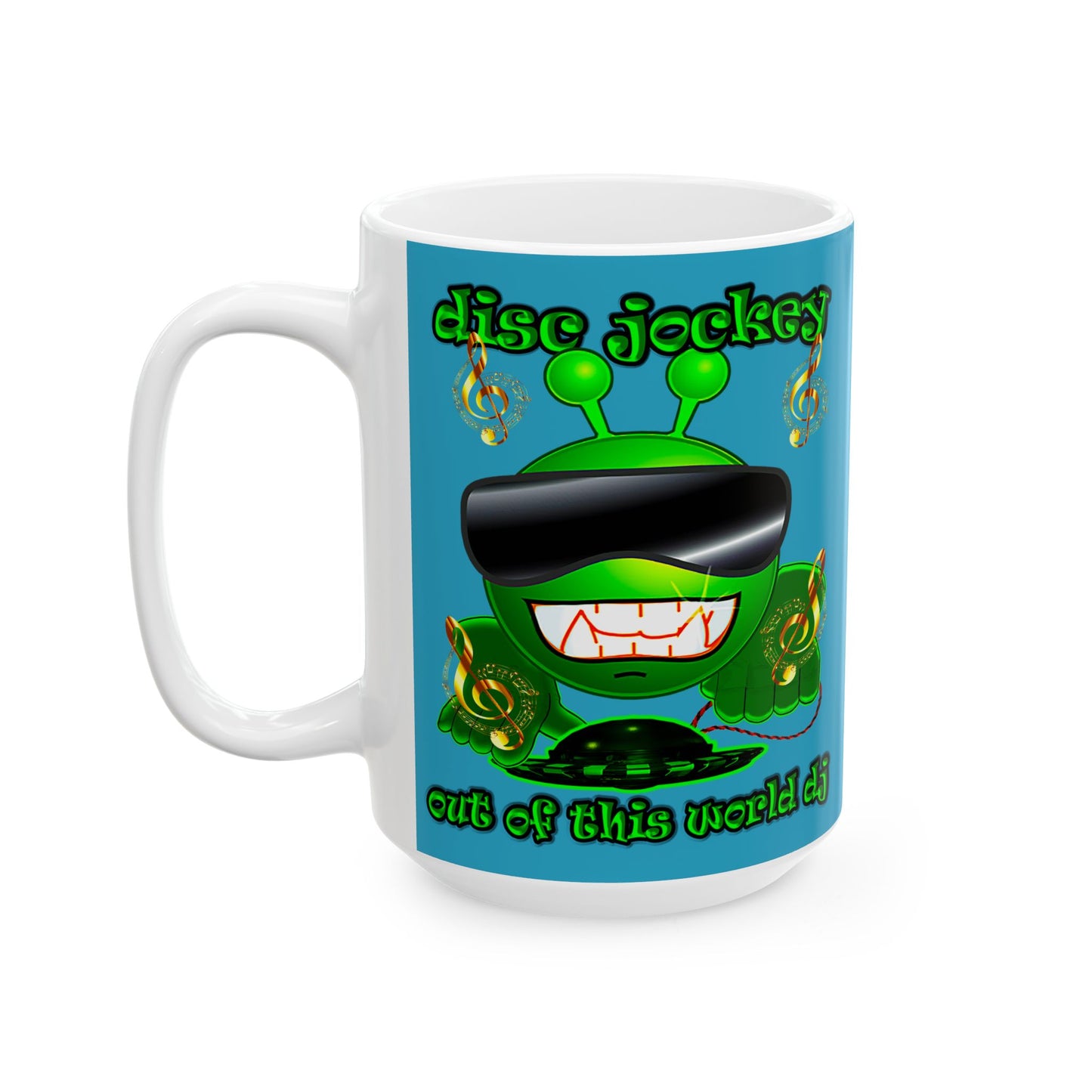 disc jockey - White Mug (turquoise)