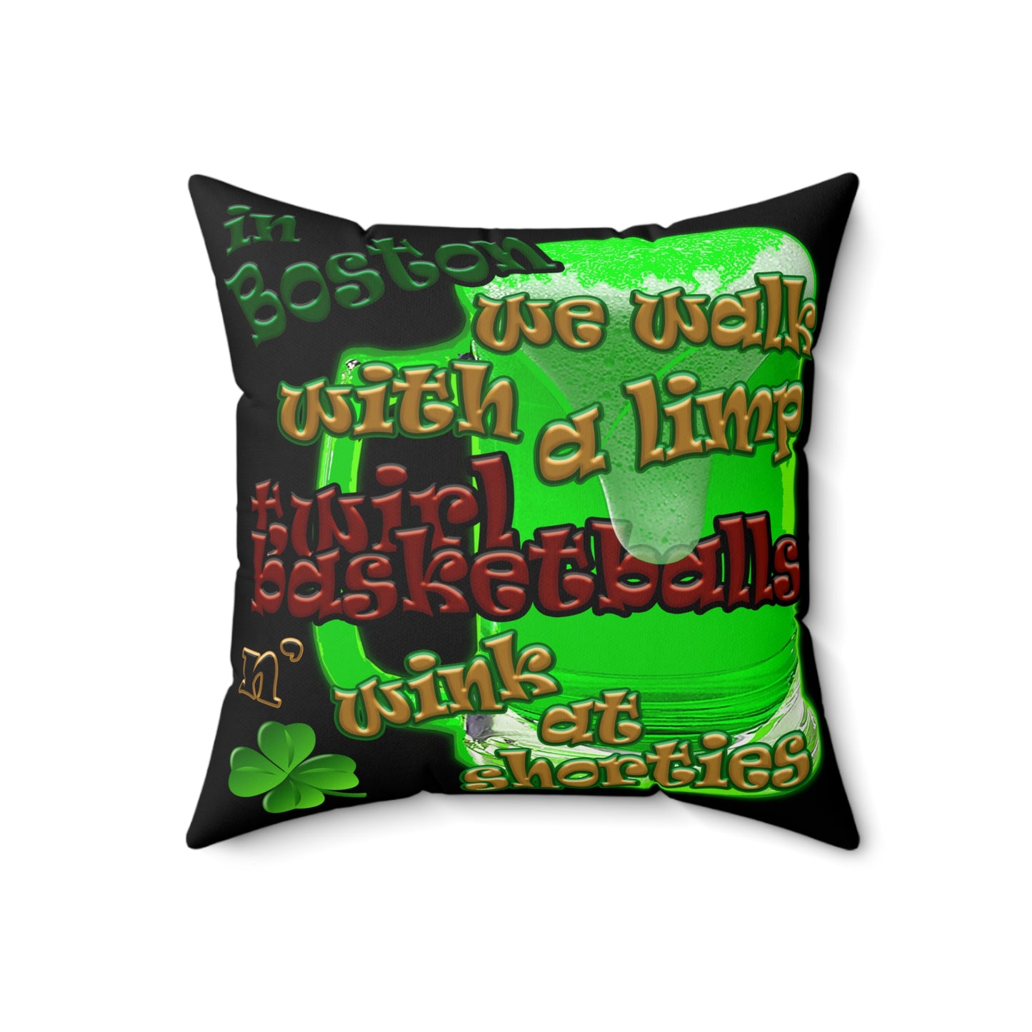 celtics logo - Faux Suede Square Pillow - (black)