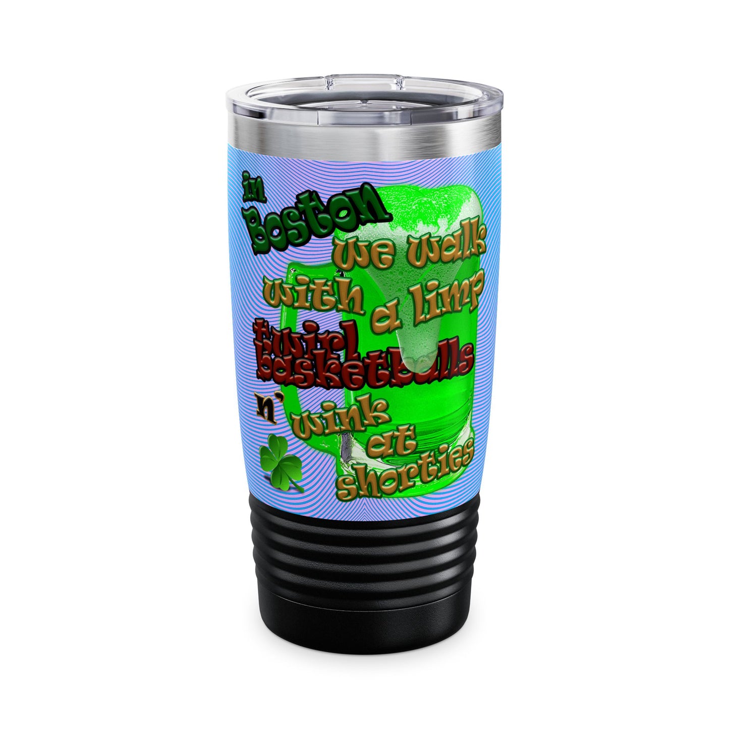 celtics logo - Ringneck Tumbler, 20oz (light blue-purple wave)