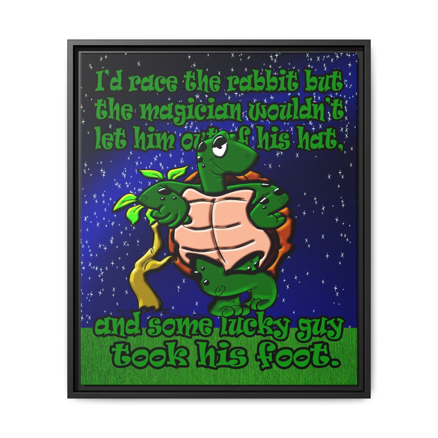 turtle race - framed canvas art ('snoops' background)