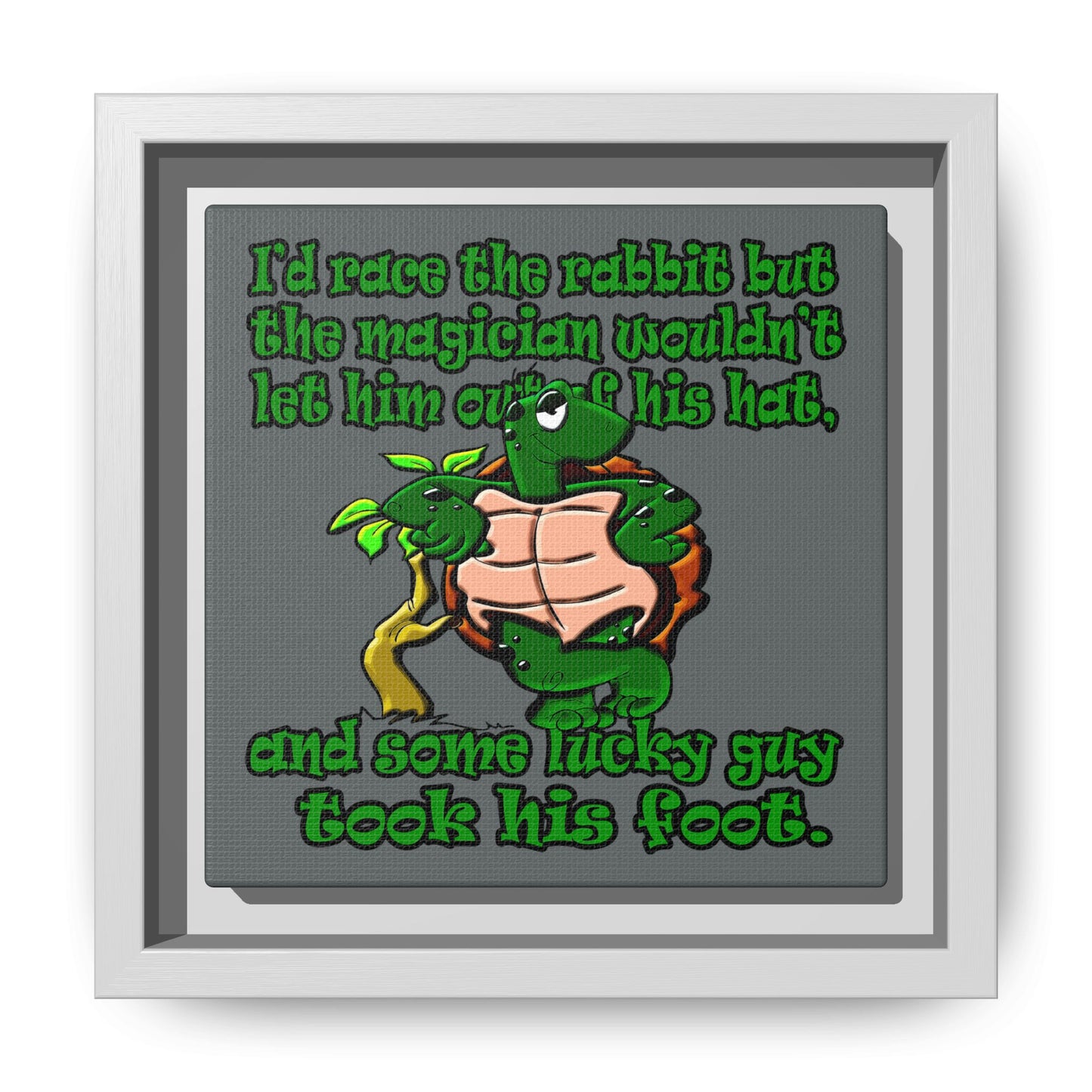 turtle race - framed canvas art (dark grey)