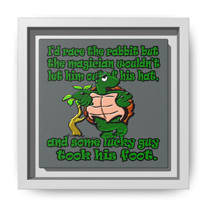 turtle race - framed canvas art (dark grey)