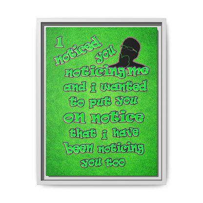 noticed you noticing - framed canvas art (green turf)
