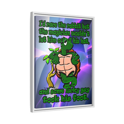 turtle race - framed canvas art (grey-pink wave)