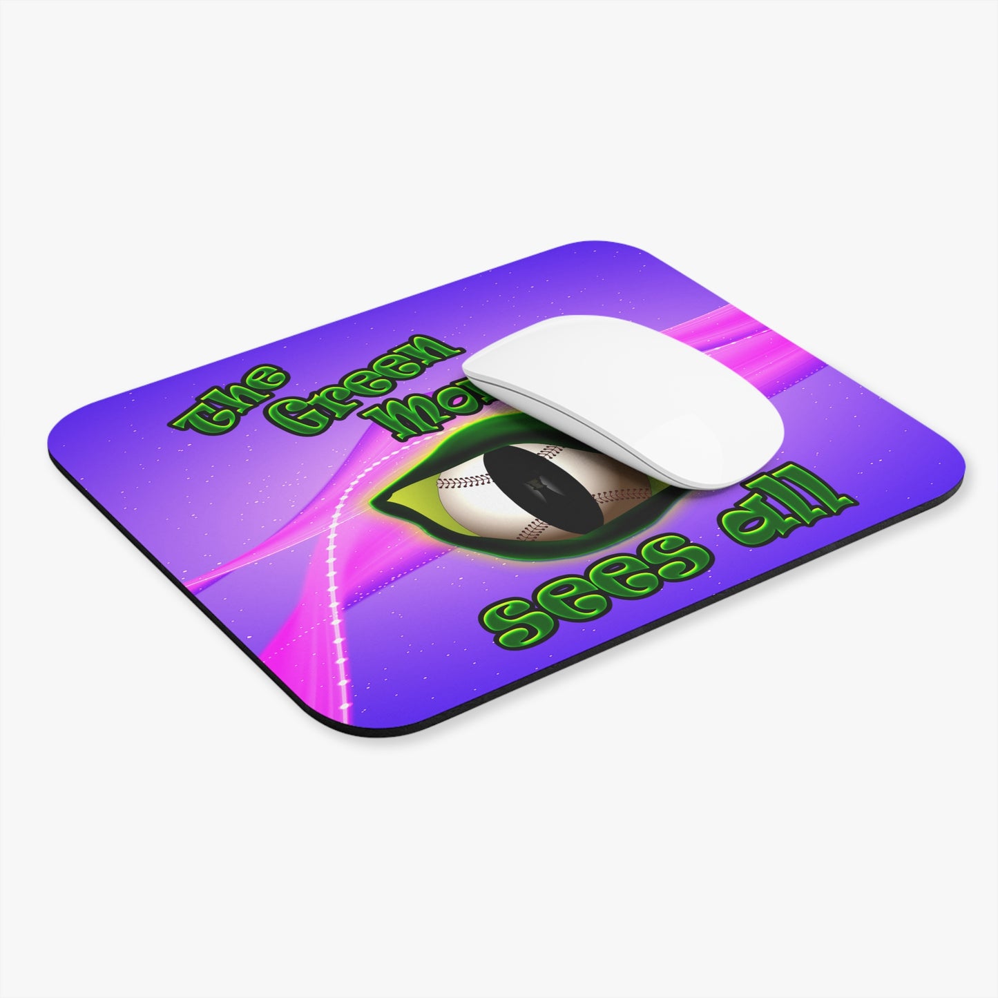 green monster - Mouse Pad (Rectangle) (purple-pink wave)