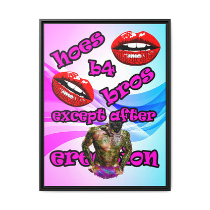 hoes b4 bros - framed canvas art (light blue-pink wave)