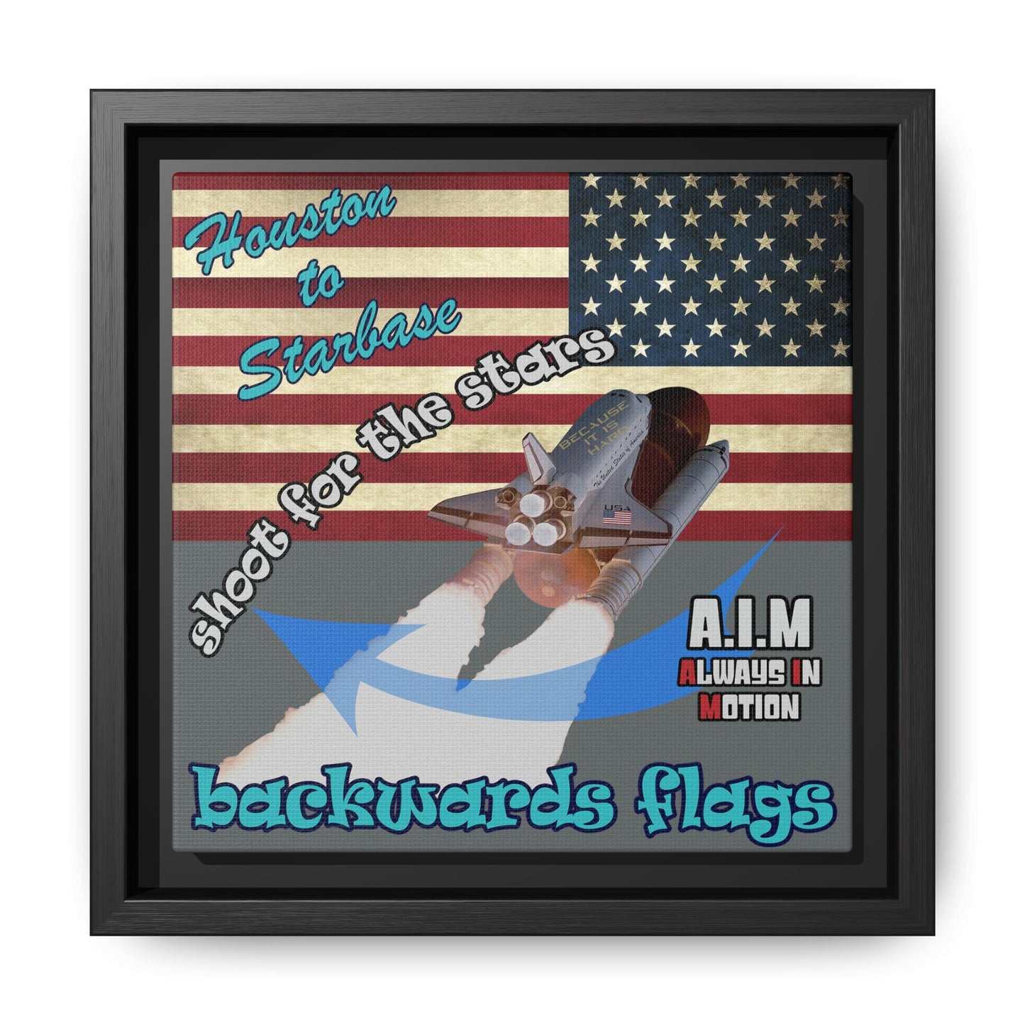 shoot for the stars - framed canvas art (dark grey)