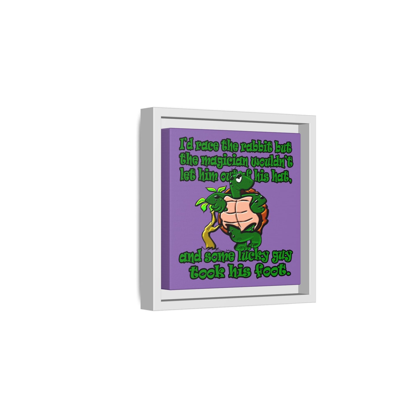 turtle race - framed canvas art (light purple)