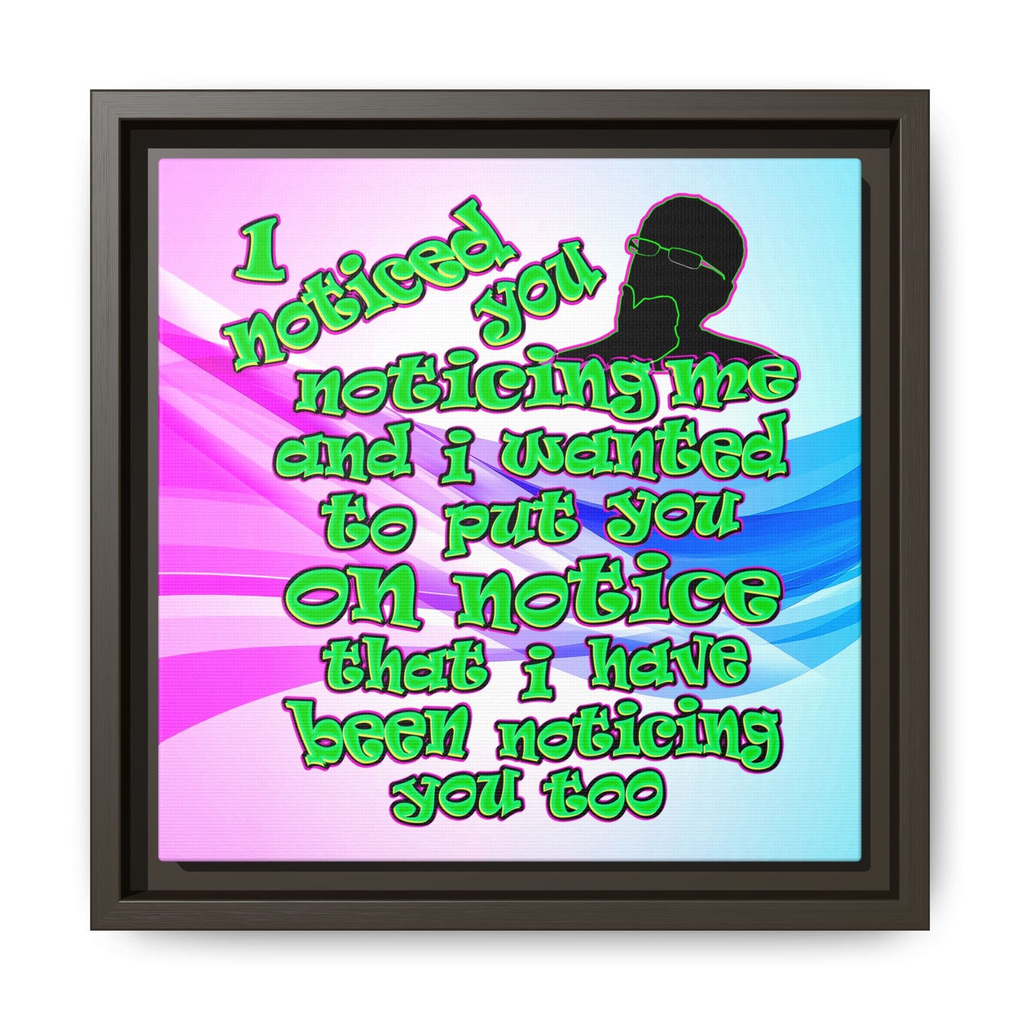 noticed you noticing - framed canvas art (light blue-pink wave)