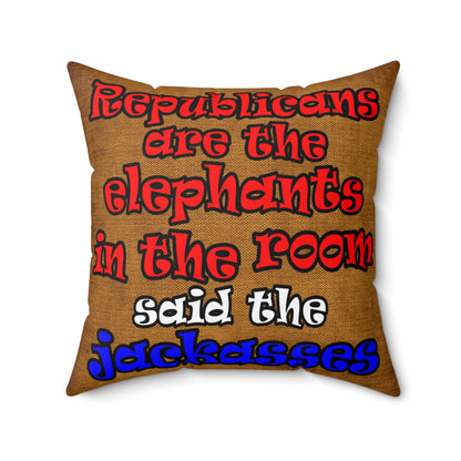 donkeys and elephants - Spun Polyester Square Pillow - (dichromatic brown papyrus)