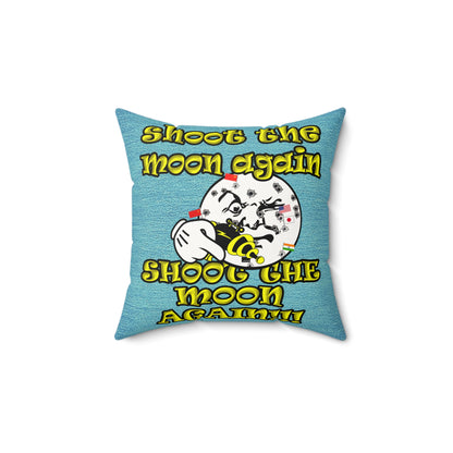 shoot the moon again - Faux Suede Square Pillow - (faded blue)