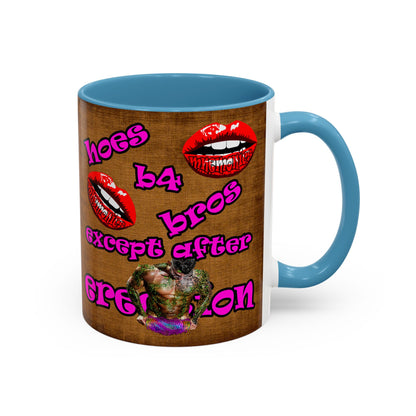 hoes b4 bros - Accent Mug (brown papyrus)