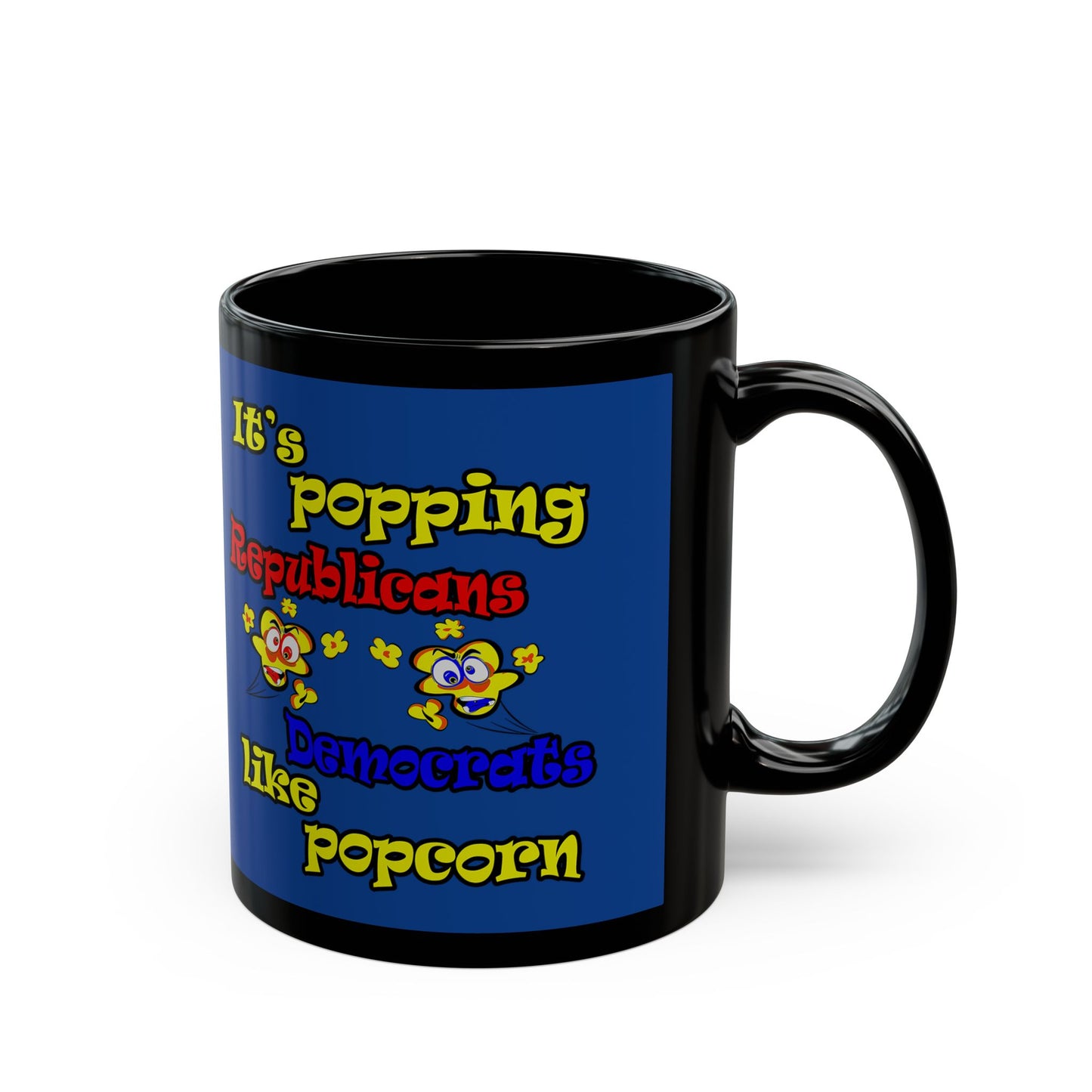 popping like popcorn - Black Mug (dark blue)