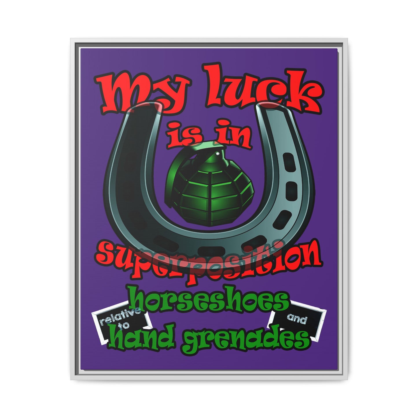 my luck - framed canvas art (purple)