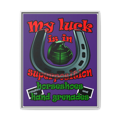 my luck - framed canvas art (purple)