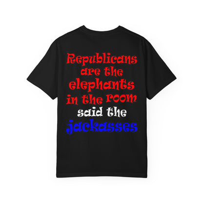 donkeys and elephants - Unisex Garment-Dyed T-shirt