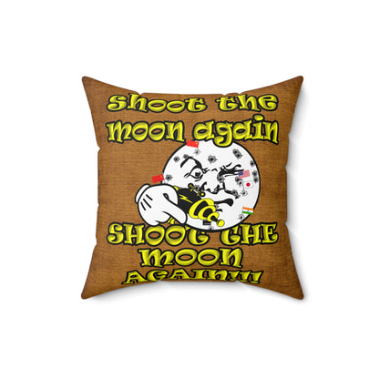 shoot the moon again - Spun Polyester Square Pillow - (dichromatic brown papyrus)