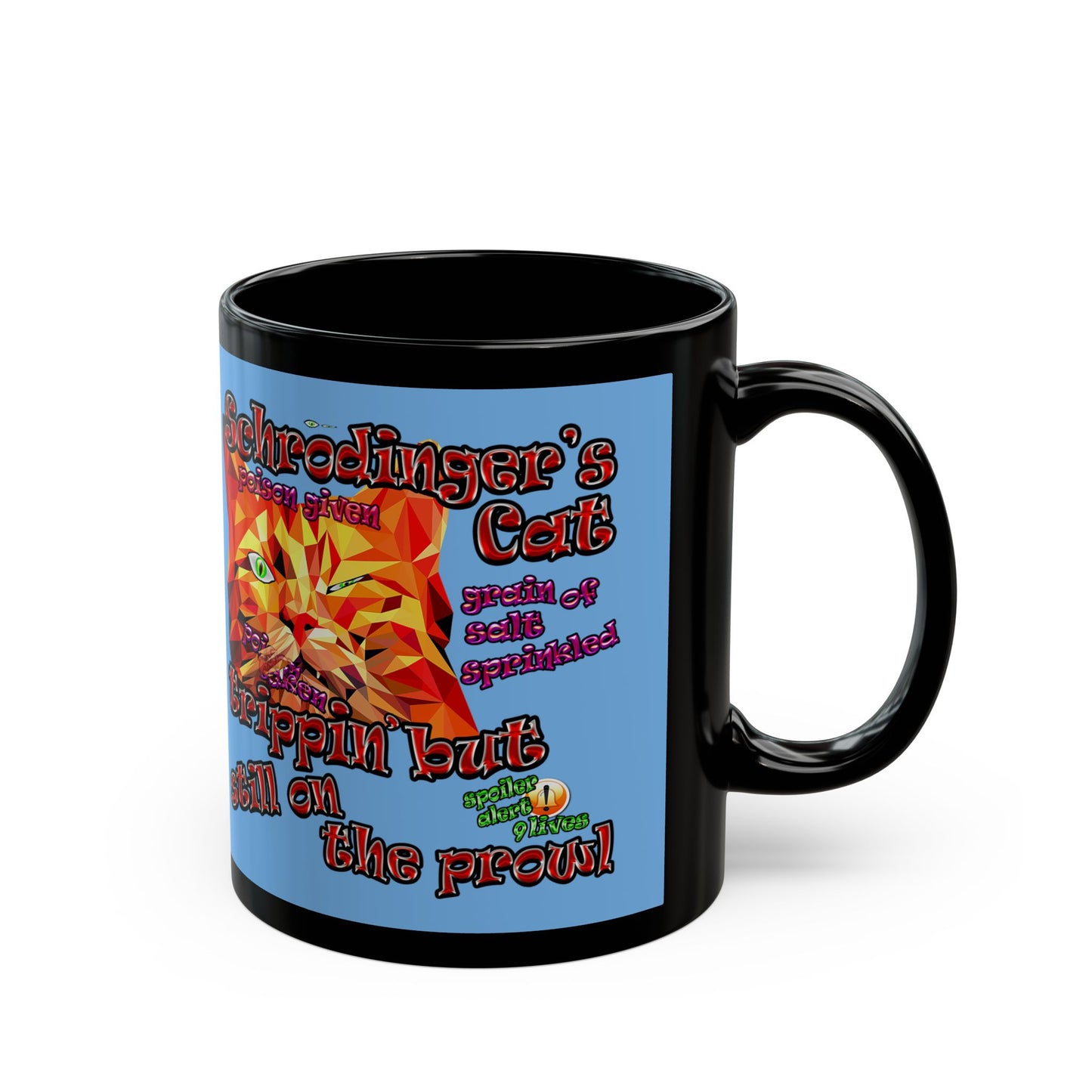 schrodinger's cat - Black Mug (light blue)