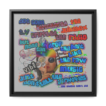 drop the beat - framed canvas art (light grey)