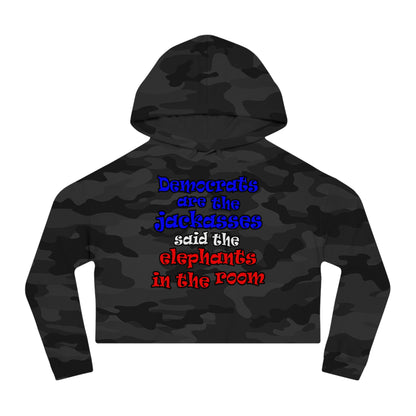 donkeys and elephants - Women’s Cropped Hooded Sweatshirt