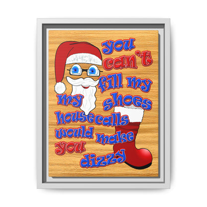 santa's shoes - framed canvas art (butterscotch wood finish)