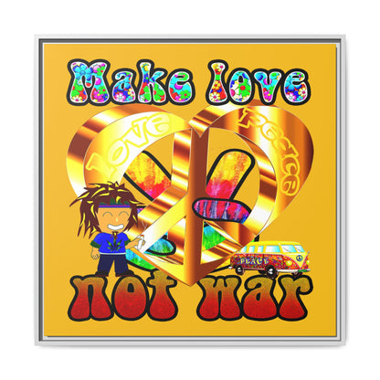 love peace - framed canvas art (yellow)