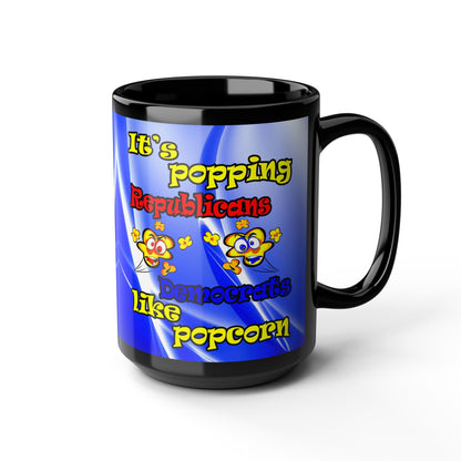popping like popcorn - Black Mug (blue-white wave)
