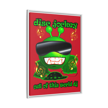 disc jockey - framed canvas art (dark red)