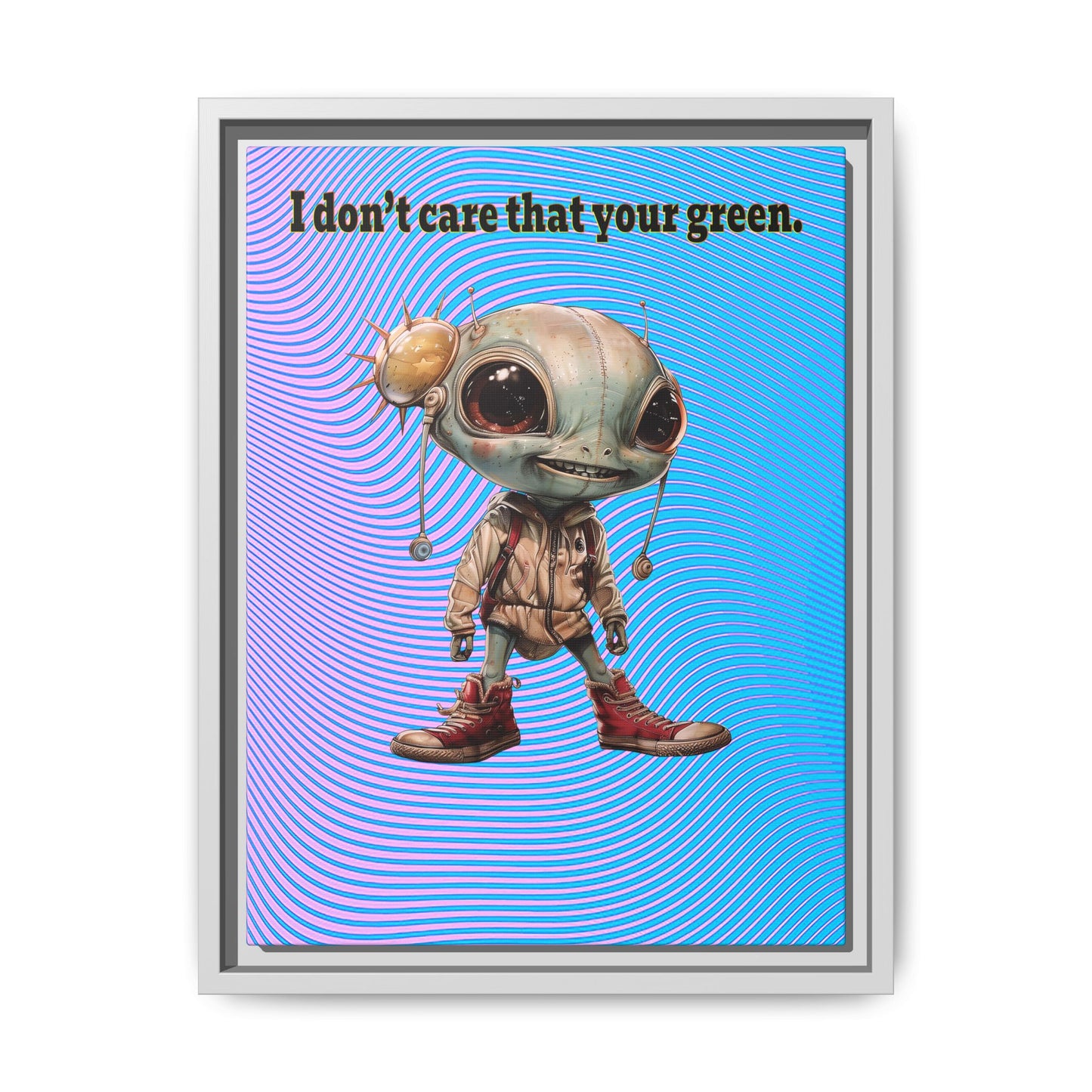 I don't care that your green - framed canvas art (light blue-purple wave)