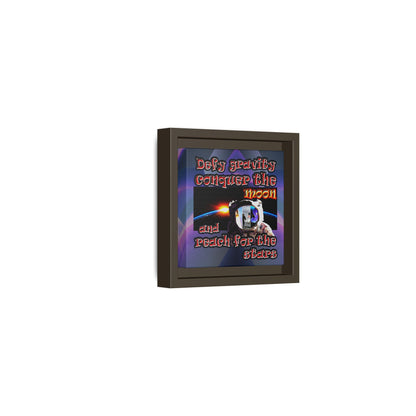 defy conquer reach - framed canvas art (grey-pink wave)