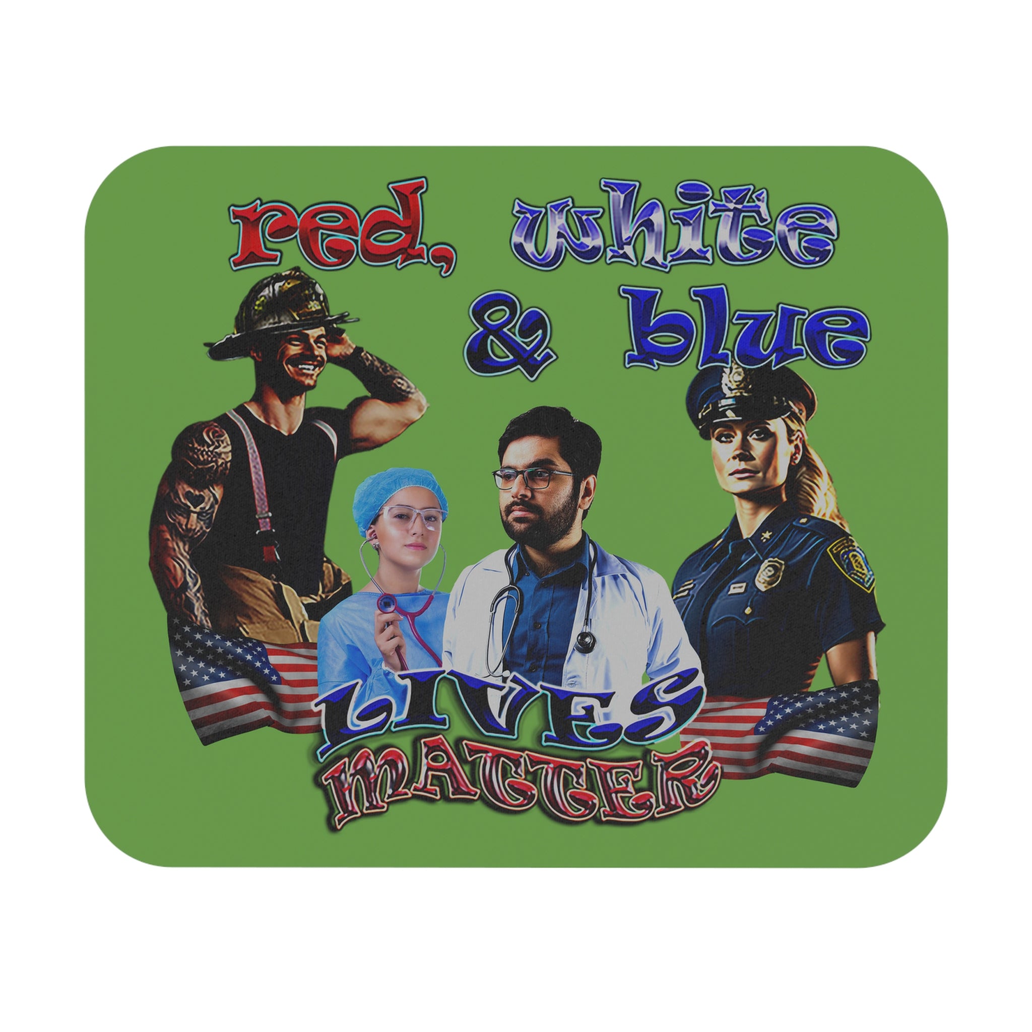 rw&b lives matter - Mouse Pad (Rectangle) (green)