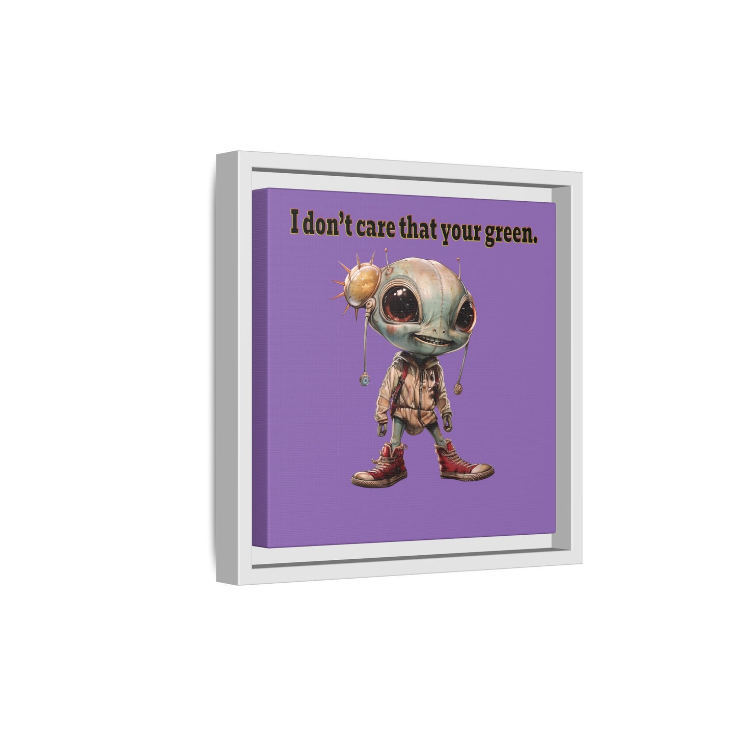 I don't care that your green - framed canvas art (light purple)