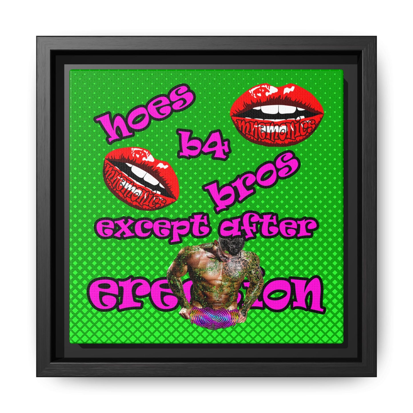 hoes b4 bros - framed canvas art (logo green)