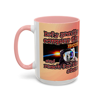 defy conquer reach - Accent Mug (yellow-orange wave)