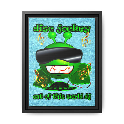 disc jockey - framed canvas art (faded blue)