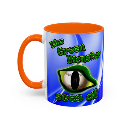 green monster - Accent Mug (blue-white wave)