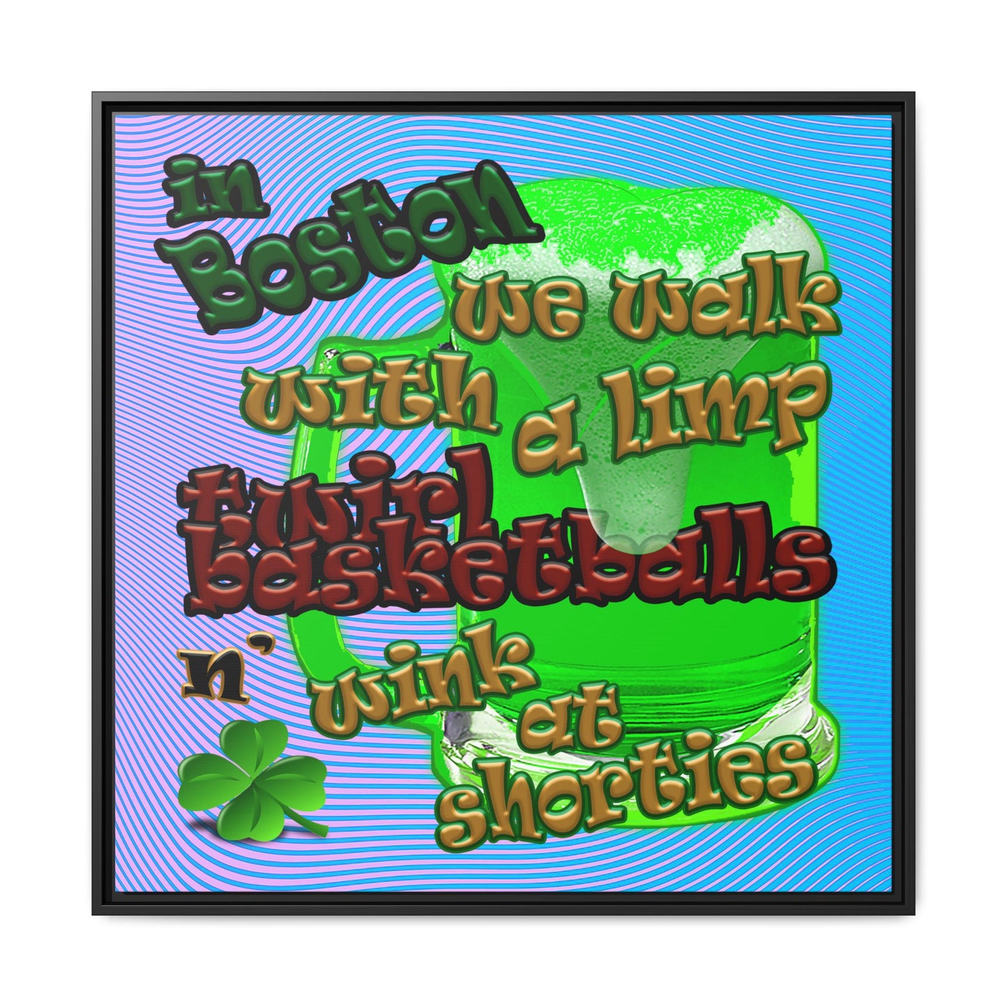 celtics logo - framed canvas art (light blue-purple wave)
