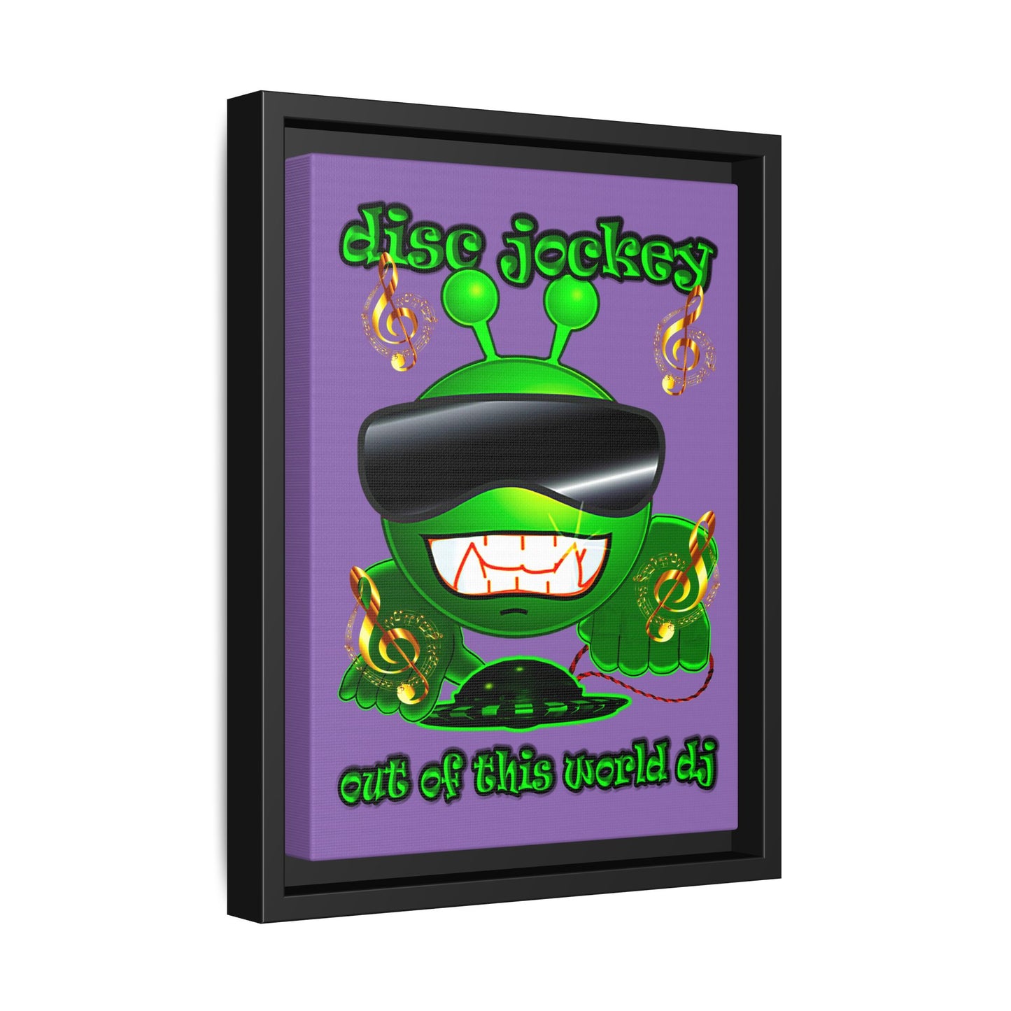 disc jockey - framed canvas art (light purple)
