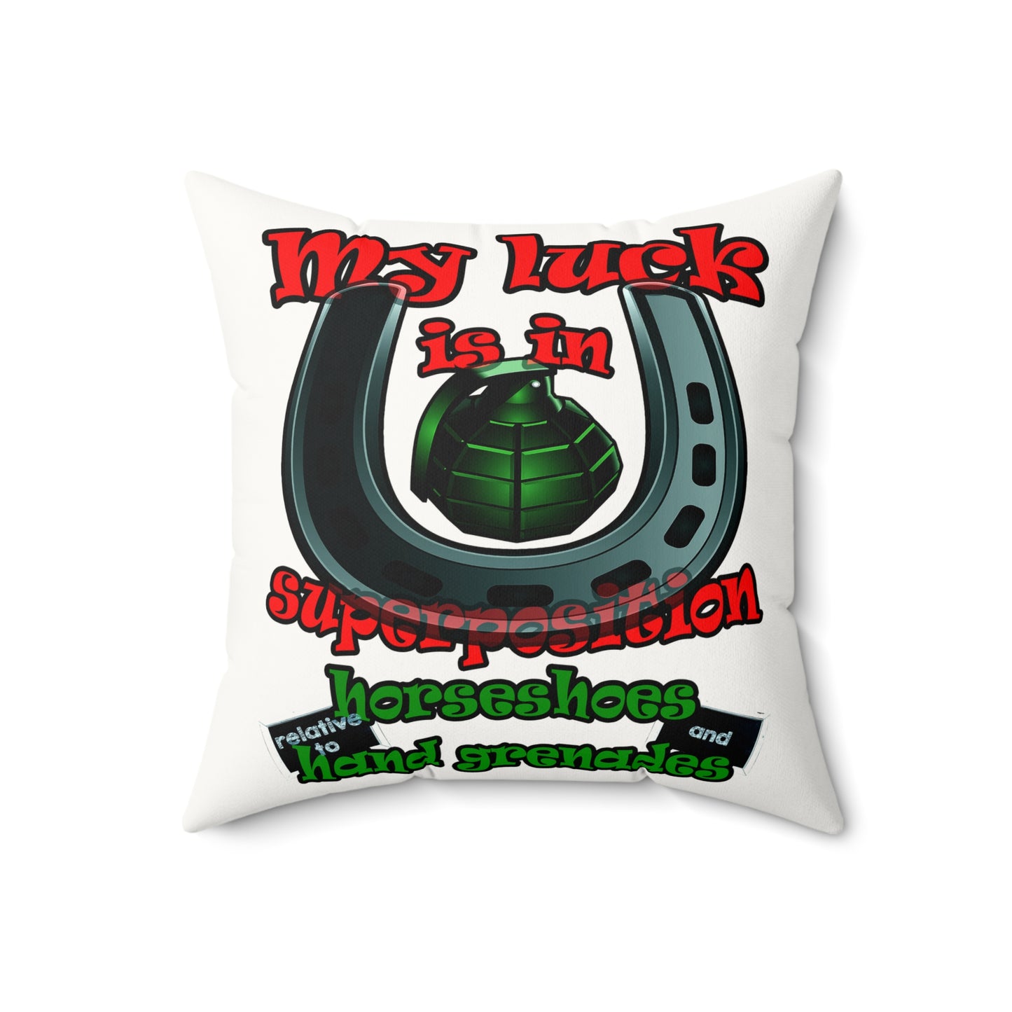 my luck - Faux Suede Square Pillow - (white)