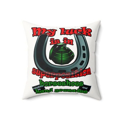 my luck - Faux Suede Square Pillow - (white)