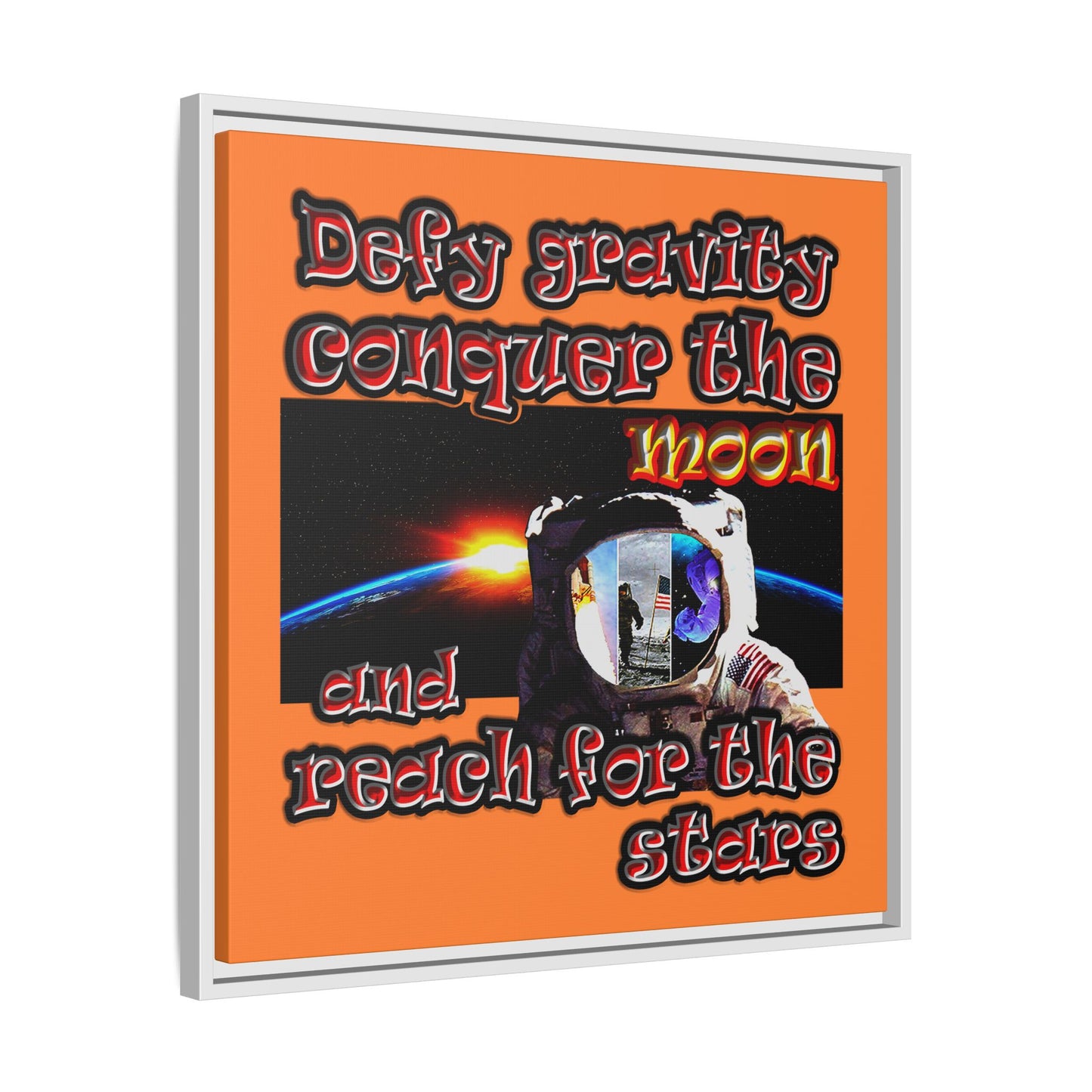 defy conquer reach - framed canvas art (crusta)