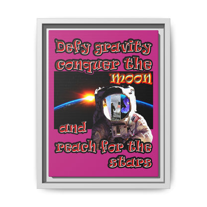 defy conquer reach - framed canvas art (pink)