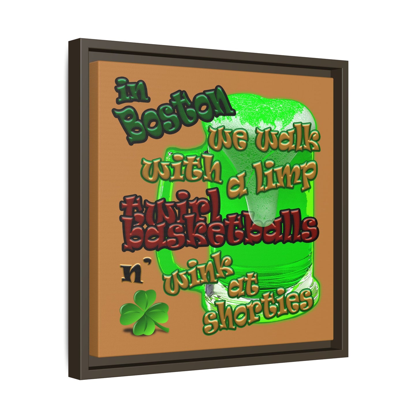 celtics logo - framed canvas art (light brown)