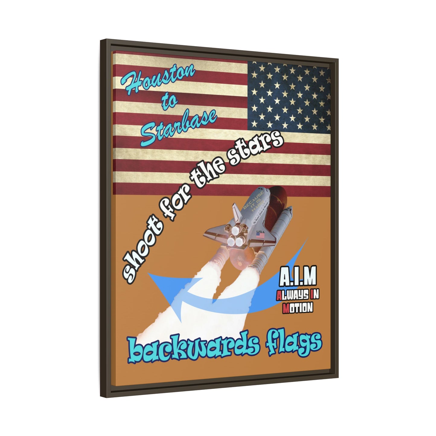 shoot for the stars - framed canvas art (light brown)