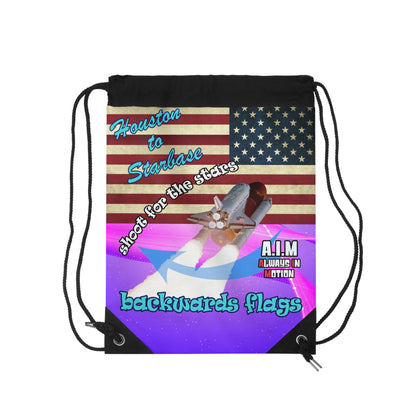 shoot for the stars - Drawstring Bag (purple-pink wave)
